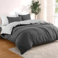Merkloos Juego de cama reversible de 3 piezas: funda de edredón de 200x200 cm y 2 fundas de almohada de 50x70 cm en tonos grises