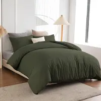 Merkloos Juego de funda de edredón verde oliva de 140 x 200 cm con funda de almohada de 80 x 80 cm, fabricado en microfibra suave