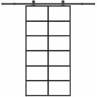 vidaXL Puerta corredera con herrajes, 102x205 cm, vidrio de seguridad ESG y aluminio