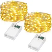 OEM Guirnalda de luces LED, 50 luces LED de color blanco cálido, 5 metros de longitud, resistente al agua, juego de 2 unidades