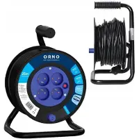 ORNO Carrete de cable con 4 enchufes Schuko, 25 metros de cable H05VV-F de PVC