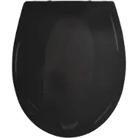 Spirella - Asiento para inodoro Brooke, 100% PP reciclado - Tapa con cierre suave - 45,6 x 37,2 x 4 cm - Negro brillante - Diseño universal. Limpiar
