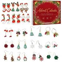 Generisch Calendario de Adviento Countdown Pendientes Joyas Aretes Colgantes Coleccionables