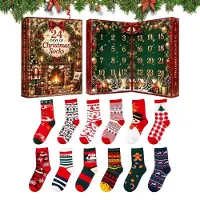 Generisch Calcetines Navideños Calendario de Adviento Cuenta Atrás 24 Días Calcetines Navideños para Coleccionar A