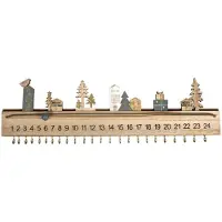 Rayher Hobby Materialen 46556000 Calendario de Adviento de Madera Listón de Madera 40 x 12 cm 2 Colgadores de Pared Montados 24 Ganchos Dorados para Colgar Paquetitos