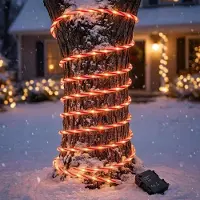 Spetebo Guirnalda de luces con forma de bastón de caramelo, luz cálida blanca, para exteriores, con temporizador - 100 LEDs - Guirnalda de luces navideñas para exteriores, con diseño a rayas rojas y blancas