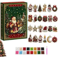 Generisch Calendario de Adviento Navideño 2026 Diamond Painting Acrílico 24 Colgantes Papá Noel