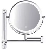 Mirlux Espejo de maquillaje LED , montaje en pared, aumento de 7x, cromo, recargable
