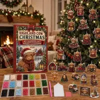 Generisch Diamond Painting DIY Calendario de Adviento 2026 24 Piezas DIY Papá Noel Diamond Painting Navidad Colgantes 24 Días Navidad Marrón