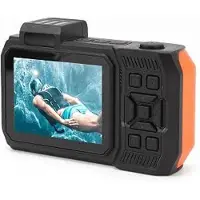 FEELNEEDY Cámara submarina de 65MP y resolución 4K, paquete de 10 unidades, color naranja. Incluye adaptador para agua y conector para manguera. Robusta e impermeable
