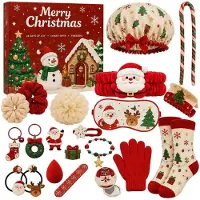Generisch Cuenta Atrás hasta Navidad Calendario Calcetines Guantes Pulseras Accesorios para el Pelo