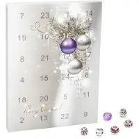 VALIOSA Calendario de Adviento de Bisutería Merry Christmas con Collar Pulsera + 22 Colgantes de Perlas individuales de Cristal y Metal el Regalo especial