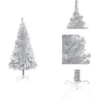 vidaXL Árbol de Navidad artificial con soporte, color plateado, 120 cm, material: PET - Árboles de Navidad