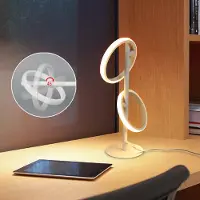 ZMH Lámpara de mesa LED blanca, diseño en forma de anillo, ideal para mesita de noche. Lámpara con anillos giratorios y desmontables, 13W, 3000K, luz blanca cálida