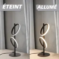 ZMH Lámpara de escritorio LED , diseño moderno, forma de anillo, giratoria y desmontable, luz cálida de 3000K, doble anillo, color negro