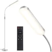 OEM Lámpara de pie LED, regulable, 12 W, 1200 lúmenes, con mando a distancia, color gris plateado