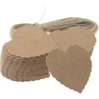 OEM 100 etiquetas para el Día del Corazón, hechas de cartulina kraft, con cordel, color marrón