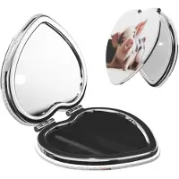 Merkloos Espejo de maquillaje plegable en forma de corazón con aumento