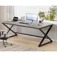 Dripio Escritorio de 180x80 cm, color gris, de madera y metal, ideal para oficina en casa