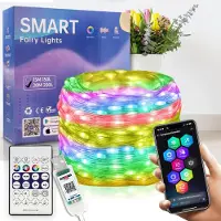 OEM Cadena de luces de 20 metros, con LEDs RGB (200 unidades), control mediante aplicación y mando a distancia, conexión USB, con temporizador