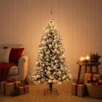 Syfax Árbol de Navidad artificial de ramas plegables con bolas 120 cm