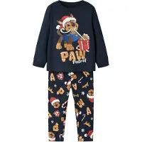 Name It Mini Pijama 'NMMSlavo Paw Patrol' azul oscuro / marrón claro / granadina / blanco