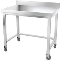 GOLDINOX Mesa de trabajo de acero inoxidable, 1000 x 600 mm, con soporte y ruedas, calidad PREMIUM -