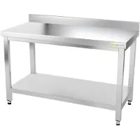GOLDINOX Mesa de trabajo de acero inoxidable, dimensiones 1500 x 600 mm, modelo PREMIUM -