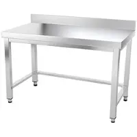 GOLDINOX Mesa de trabajo de acero inoxidable, dimensiones 1400 x 500 mm, con soporte y refuerzo de alta calidad -
