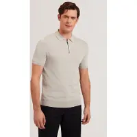 Ted Baker Daldin Ss Rayon Zip Polo Mid-grey Talla: L | Polos Outlet | Hombre | Gris