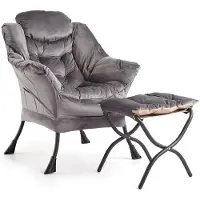 StarTech.com Sillón grande y cómodo con reposapiés – Modelo HLR-22 – Tapizado en terciopelo – Reposapiés abatible – Cojín desmontable – Bolsillo lateral – Ideal para salón y dormitorio