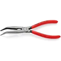 Knipex Alicates de punta plana y redonda, según la norma DIN ISO 5745, longitud 200 mm, con corte curvado, pulidos y con revestimiento de plástico – 26 21 200 SB