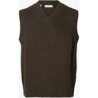 Selected Algodón Chaleco De Punto Hombres Marrón XXL