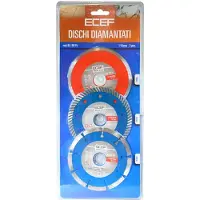 ECEF Juego de discos de diamante para construcción, diámetro 115 mm - Paquete de 3 unidades