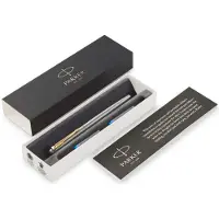 Parker Jotter GT Pluma estilográfica de acero inoxidable tamaño mediano color dorado (tinta azul)