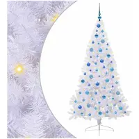 vidaXL Árbol de Navidad artificial, blanco, 180 cm, de PVC y acero