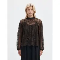 Selected Cuello Alto Encaje Blusa Mujeres Marrón M
