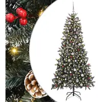 vidaXL Árbol de Navidad artificial, color verde, 240 cm, fabricado con PVC, plástico y acero