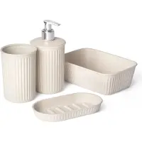 TATAY Conjunto de accesorios para baño , 4 piezas, modelo Baobab ECOHOME, fabricado en polipropileno, libre de BPA, 100% plástico reciclado, color beige