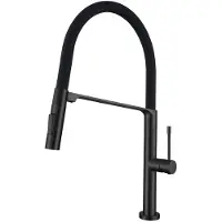 VBChome Grifo de cocina , color negro, con ducha de mano flexible, giratorio 360°, 2 tipos de chorro, cartucho cerámico, monomando, altura de 475 mm