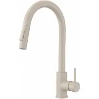 VBChome Grifo de cocina , color beige, con ducha extraíble, giratorio 360°, 2 tipos de chorro, cartucho cerámico, monomando, altura de 400 mm