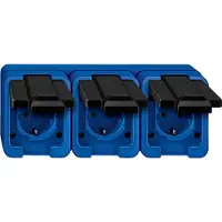 Merten Enchufe múltiple SCHUKO, modelo 229375, color azul, resistente a golpes