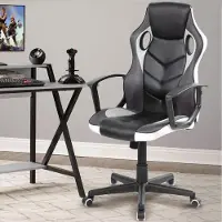 OEM Silla de juego ergonómica, de cuero sintético, con altura ajustable, color blanco