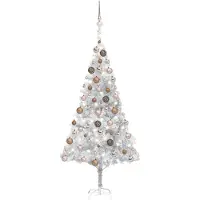 Syfax Árbol de Navidad preiluminado con luces y bolas plateado 180 cm