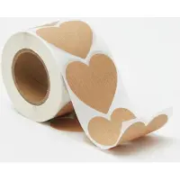 OEM 100 etiquetas adhesivas con forma de corazón, hechas de papel kraft, de 5 cm