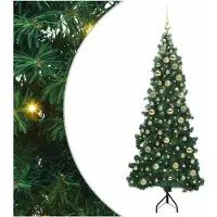 vidaXL Árbol de Navidad artificial, forma rectangular, color verde, 180 cm, fabricado en PVC y metal