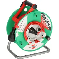 Brennenstuhl Garant G, 40 metros, para exteriores, IP44, resistente a salpicaduras, plástico, acero, verde, naranja