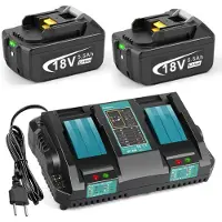 OEM Juego de 2: Batería de 18V de 5500mAh + Cargador para Makita BL1860