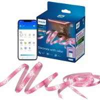 Philips Smart Lighting Tira de luces LED RGB inteligente , 5 metros, tipo C, conectada a través de WiZ, Wi-Fi/Bluetooth, color blanco, Wi-Fi 4 (802.11n), 802.11b, 802.11g, LED, plástico, más detalles