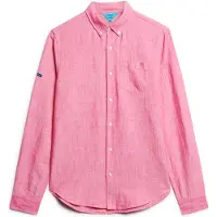 Superdry para hombre. M4010696A Camisa Studios En Lino Y Algodón Orgánico Con Cuello Abotonado rosa (M), Casual, Manga larga, outle